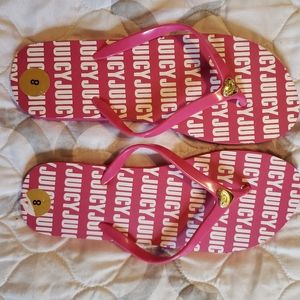 Juicy Couture Logo printed Hot Pink Flip Flop New with stickers still on.